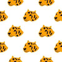 leopard print pattern repeated cheetah faces on white background animal fashion design, playful wildlife texture vector