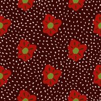 floral pattern with red flowers on dark background vector