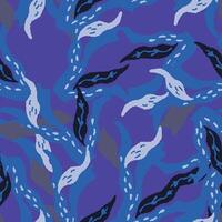 abstract blue and black organic shapes pattern dynamic waves, aquatic design contemporary textile background vector