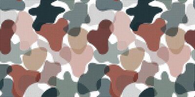 Abstract Geometric Seamless Pattern with Earth Tones and Halftone Texture vector