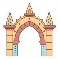 Vintage ornate arch design with geometric patterns and pastel colors vector