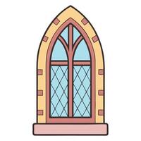 Gothic arched stained glass window with elegant geometric patterns in pastel colors vector