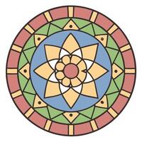 Colorful geometric mandala design with floral patterns and symmetrical shapes vector