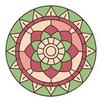 Colorful mandala design in circular pattern with geometric elements and natural tones vector