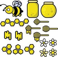 bee and honey set vector