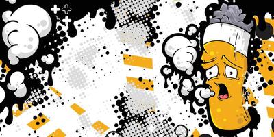 Abstract background with cartoon cigarette butts object vector