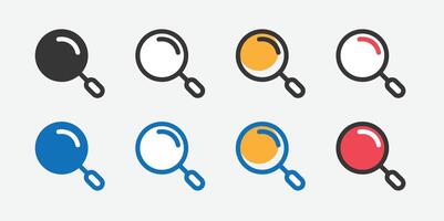 Search icon button, magnifying glass loupe sign symbol collection, magnifier icon vector
