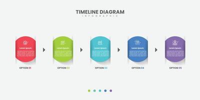Business infographic template. 5 Step timeline journey. Process diagram, 5 options on white background, Info graph elements vector