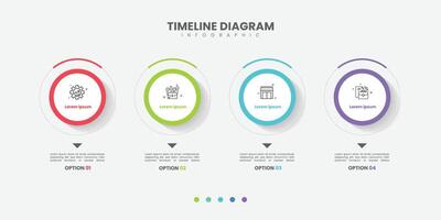 Business infographic template. 4 option timeline journey. Process diagram, 4 options on white background, Info graph elements vector