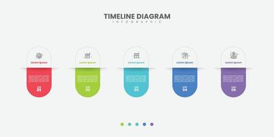Business infographic modern template. 5 Step timeline journey. Process diagram, 5 options on white background, Info graph elements vector