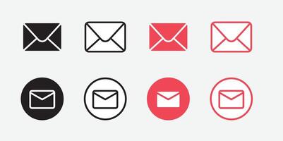 Envelope mail icon set. newsletter web buttons. close email letter outline symbol. flat thin mail pictogram on white background. send mail message line sign. Communication, Messaging, Social vector