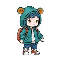 stylish child character illustration, good to use for sticker vector