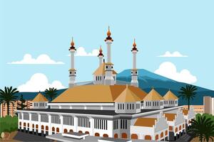 illustration of the great mosque of Tasik Malaya, West Java, Indonesia vector