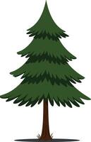 A tall green pine tree with layered branches in a flat design style showcasing natural beauty in art vector