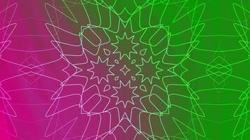 Pink and green abstract kaleidoscope pattern. Suitable for backgrounds, graphic design, textiles, and vibrant product packaging. Unique and eyecatching. video