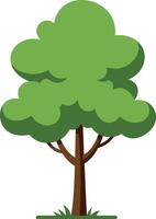 Lush green tree with rounded foliage and sturdy trunk in flat design style showcasing natures beauty as art vector