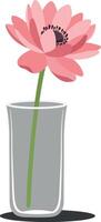 Pink lotus flower gracefully displayed in a clear glass vase with a minimalistic design style showcasing modern art vector