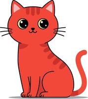 Adorable red cat with big eyes and playful expression in a flat design style showcasing joyful and charming art vector
