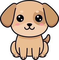 Cute cartoon puppy character with big eyes and a friendly expression in a minimal flat design style as art vector