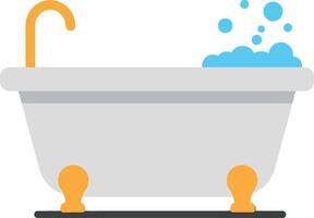 A classic freestanding bathtub with a modern flat design and bubbles, conveying a relaxing atmosphere, perfect for wellness-themed illustration vector