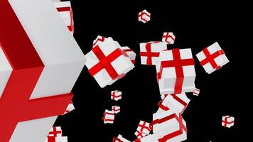 Loop Animation of Gift Boxes with Red Ribbons Falling on a Transparent Background video