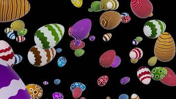 ciclo animação do colorida Páscoa ovos queda em uma transparente fundo video