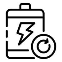Battery recycle line icon with lightning bolt symbol on it vector