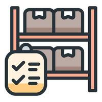 A shelf with boxes and a check mark vector