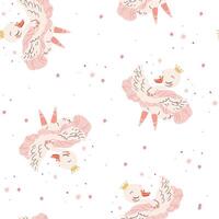 Seamless pattern in a simple childish style. Cute swan ballerina dancing ballet, ballet tutu. vector