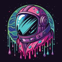 an astronaut helmet with dripping paint vector