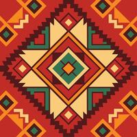 an ethnic pattern in red, green and yellow vector