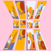 Set of autumn leaves abstract background vector