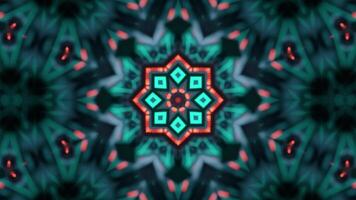 Teal and Red Abstract Kaleidoscope Pattern video