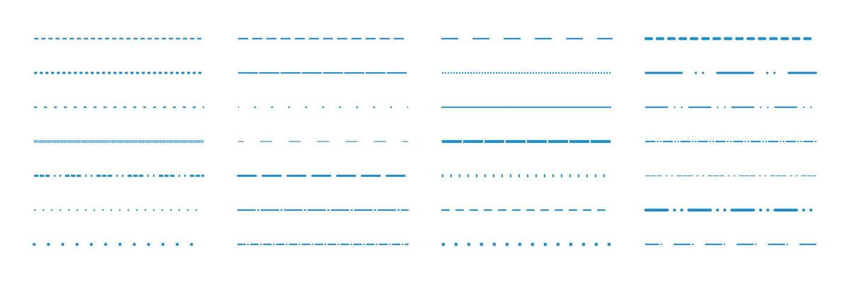 Blue dashed and dotted lines. Set of variorse dividers
