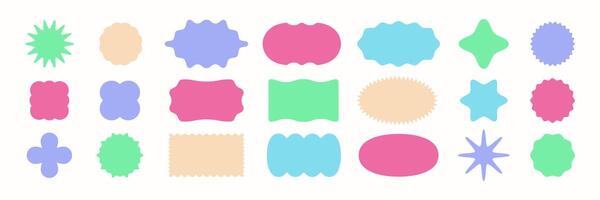 Set of Wavy Frames on white background. Edge boxes tag. Geometric groovy shapes vector