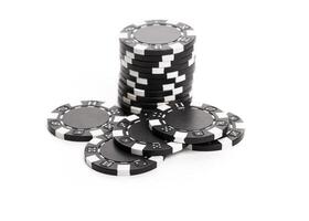 Stack of poker chips isolated on white background photo
