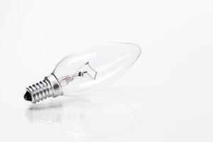 Close up of a light bulb on white background photo
