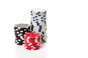 Stack of poker chips isolated on white background photo