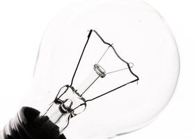 Lightbulb on white background, close up shot photo