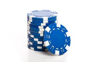 Stack of poker chips isolated on white background photo
