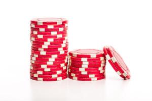 Stack of poker chips isolated on white background photo
