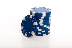 Stack of poker chips isolated on white background photo