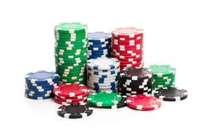 Stack of poker chips isolated on white background photo