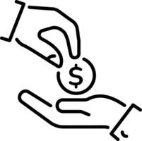 Giving sponsor funds, linear concept icon vector