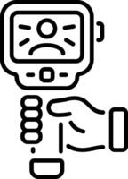 A line icon of hand holding thermal camera vector