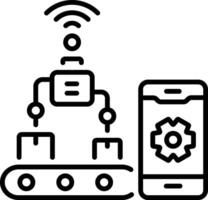 Line style icon depicting smart manufacturing process vector