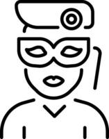 An outline icon of a character wearing fancy mask vector