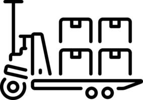 Pallet jack with packaging boxes, line style icon vector
