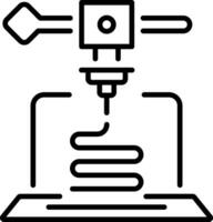 3d printing technology, line style icon vector