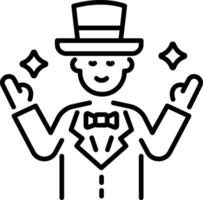 A linear icon of character wearing magician costume vector